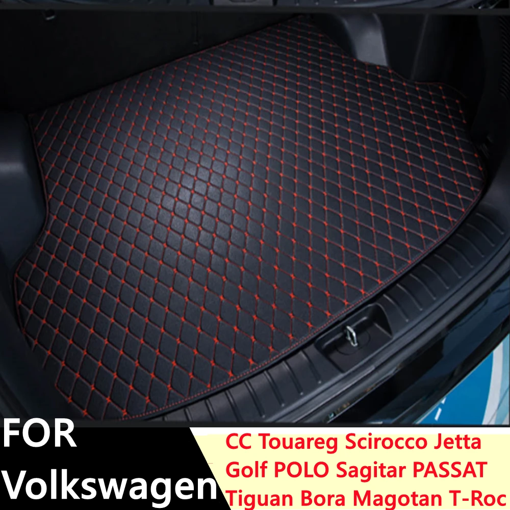 Car Trunk Mat For Volkswagen VW CC Touareg Scirocco POLO Golf T-Roc Tiguan XPE Rear Cargo Cover Carpet Pad Tail Parts Boot Liner