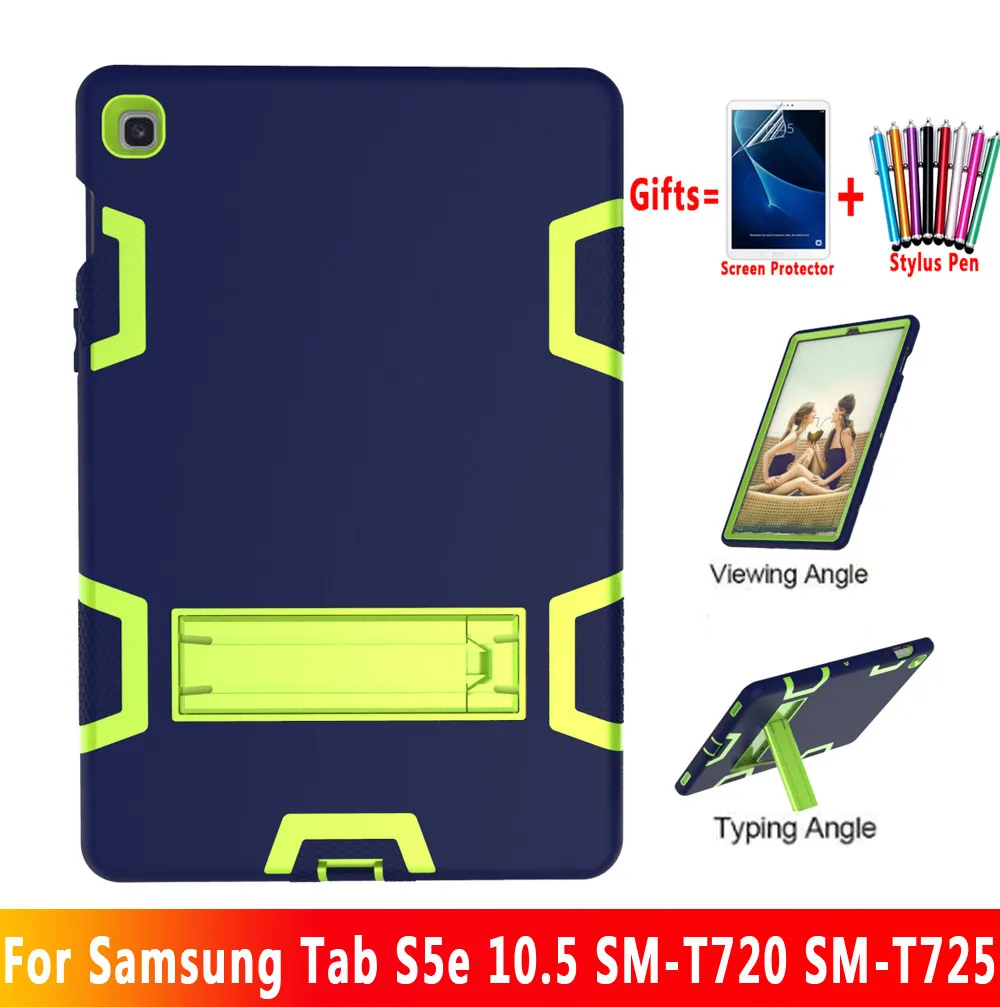 

2 in 1 Color Case for Samsung Galaxy Tab S5e 10.5 T720 T725 SM-T720 SM-T725 Tablet Funda Coque + Screen Protector