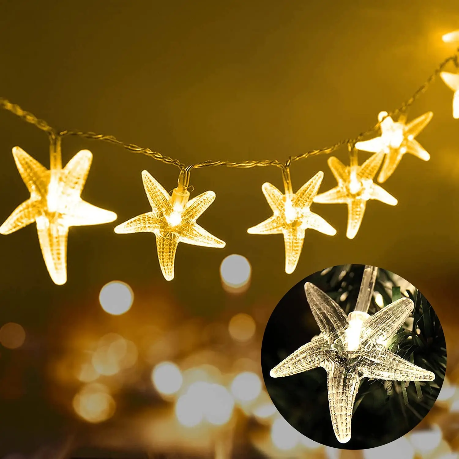 

Starfish Shell Fairy String Light Garland LED Lamp For Holiday Camping Wedding Birthday Beach Party Night Decor Battery Operated