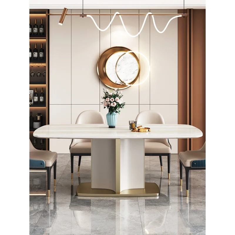 

Italian luxury marble dining table, high-end designer, small apartment, high-grade rectangular dining table and chair combinatio