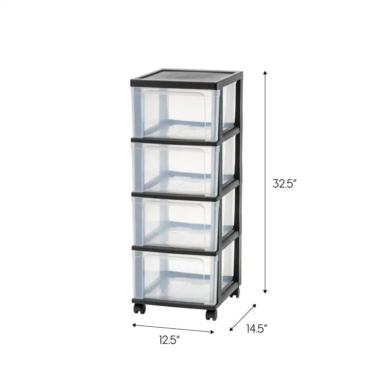 

High Quality, Ultra-Narrow 4-Drawer Plastic Cart with Perfect Storage Shelves – Perfect for Home or Office Use