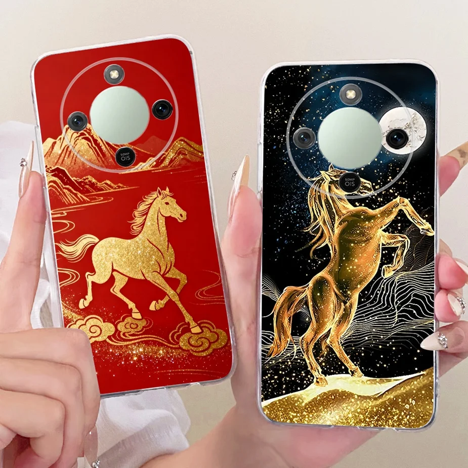 Фото Чехол для Honor X9d MTN-NX1, роскошный чехол с рисунком лотоса для Honor Magic 8 Lite, чехол для телефона Honor X70 X9d Magic8 Lite, мягкие чехлы №2