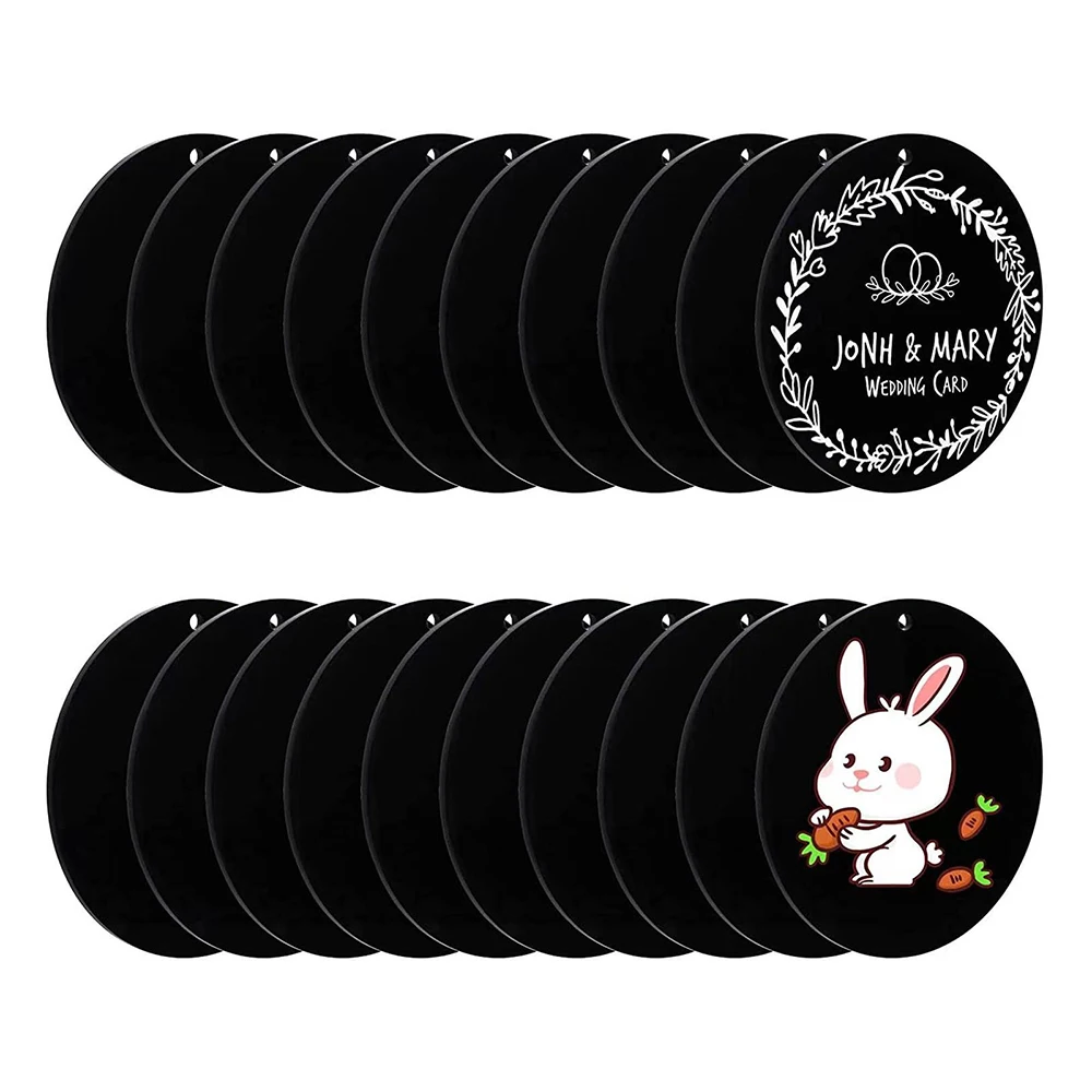 

50PCS Black Acrylic Blanks Round Circle Disc Christmas Ornaments for Vinyl Painting Engraving Wedding Christmas