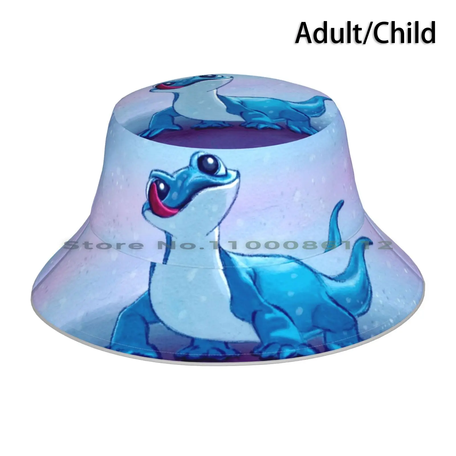 

Really Cold Salamander Bucket Hat Sun Cap Bruni 2 Elsa Anna Olaf Sven Animation Snow Salamander Lizard Cute Cartoon Brimless