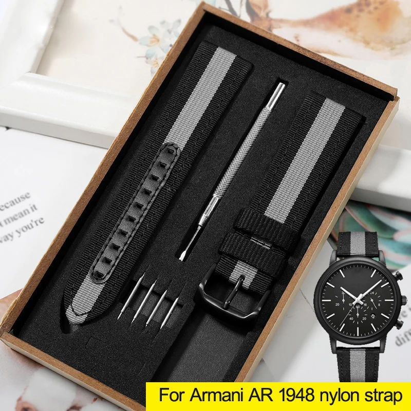 Ремешок нейлоновый парусиновый для мужских часов серии Луиджи 22 мм |