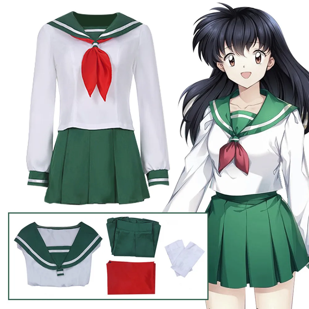 

Костюм для косплея аниме Inuyasha, униформа Higurashi Kagome для взрослых женщин и девочек, рубашка, юбка, костюм для Хэллоуина, карнавала Вечерние