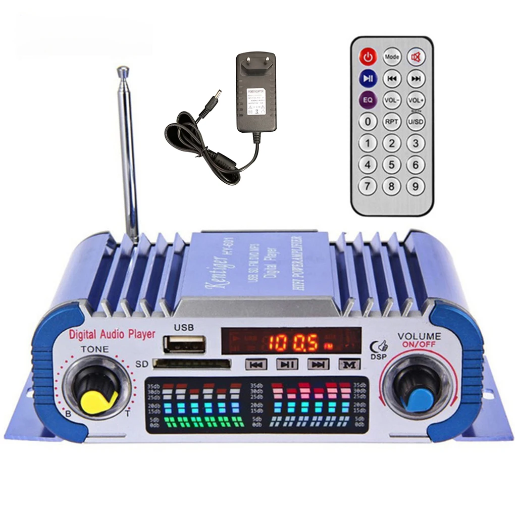 

Kentiger HY601 Digital USB FM Audio 12V LED Stereo Car Amplifier Radio MP3 Speaker Sound Mode LED Audio Music Player