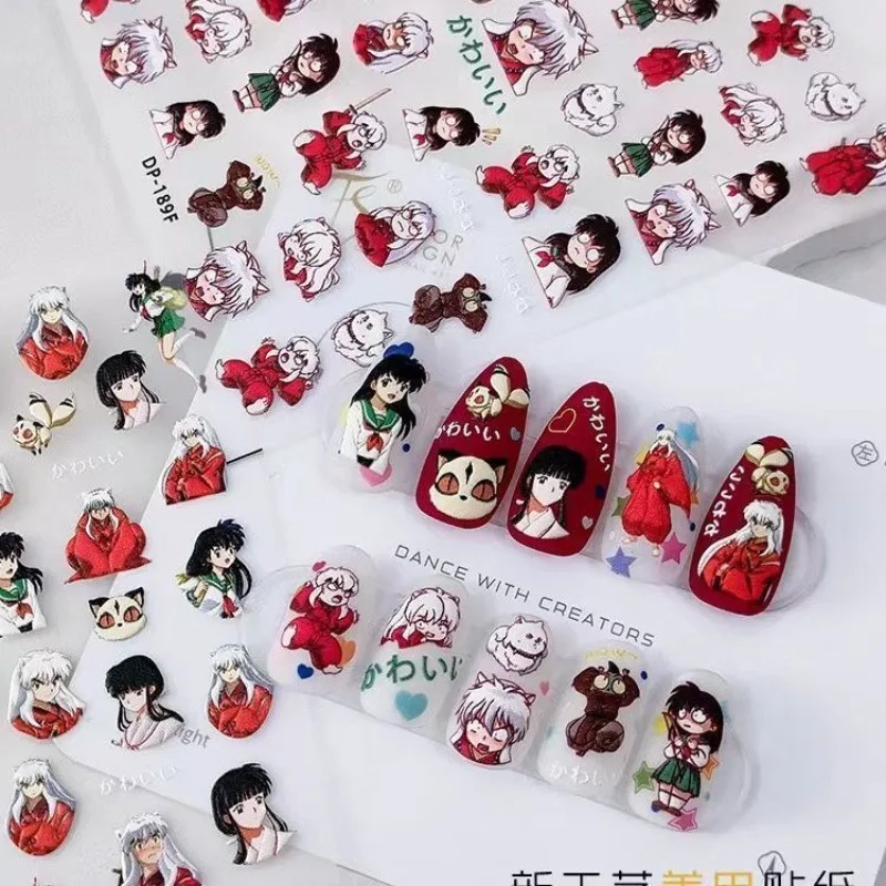 Фото Инуяша рельефные наклейки для ногтей Sesshoumaru Higurashi Kagome аниме периферийные 3d трехмерные милые мультяшные наклейки для ногтей новые №1