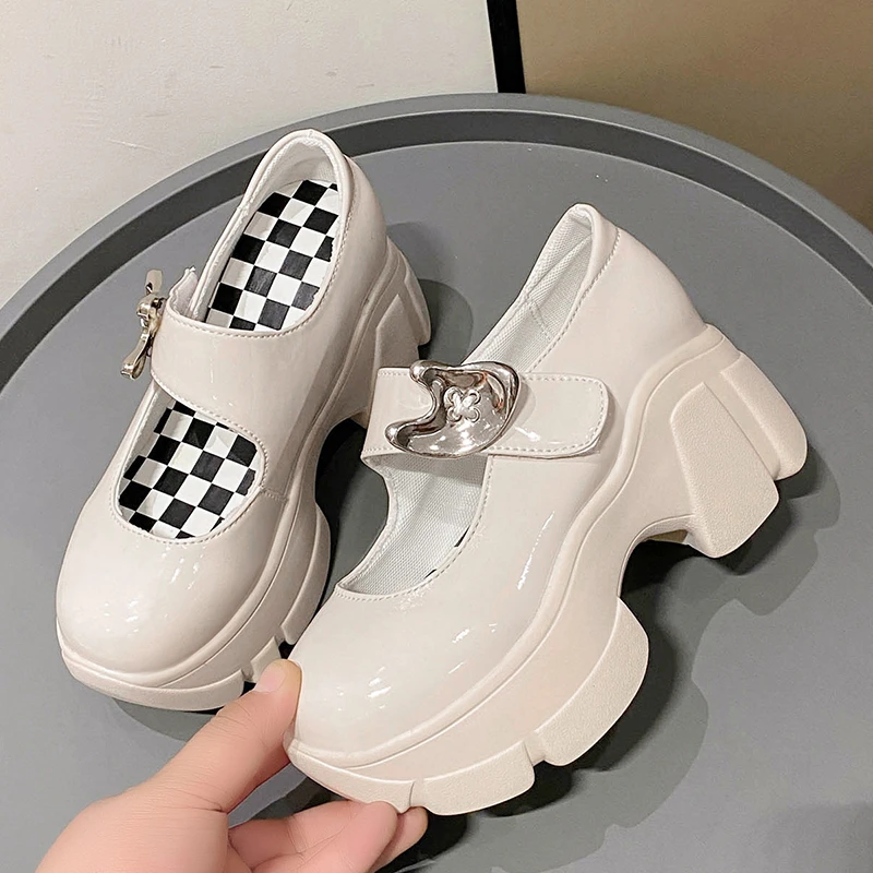 

Platform High Heels Mary Jane Shoes Simple Lolita Shoes Black Platform Shoes Student College Sweet Medium Heel Women's Shoes