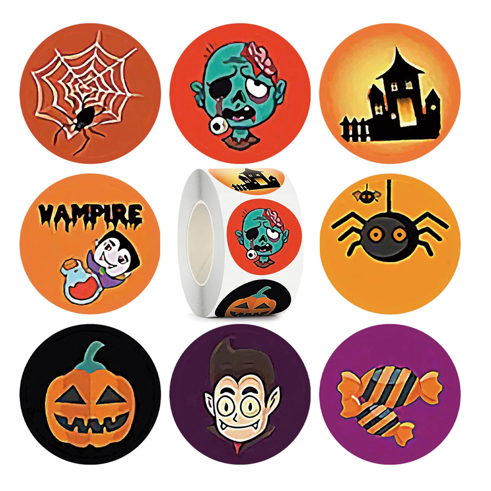 

500 шт./рулон, самоклеящиеся наклейки на Хэллоуин