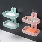 Настенный двухслойный держатель для мыла, коробка, держатель для душа, поднос для мыла, полка для хранения мыла в ванной комнате, кухонные инструменты, аксессуары для ванной комнаты