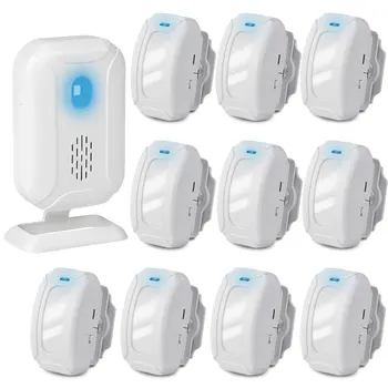 NineLeaf Welcome Chime Wireless Motion Sensor Alarm Detector 32 Songs LED Night Doorbell Entry Store Shop Home Security System