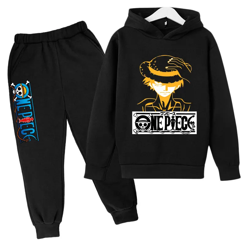 

Children Clothing ONE PIECE Hoodies Toddler Boys Cartoon Print Sets Baby Boys Girls Top+pants 2p Tracksuit Winter Anime Hoodie