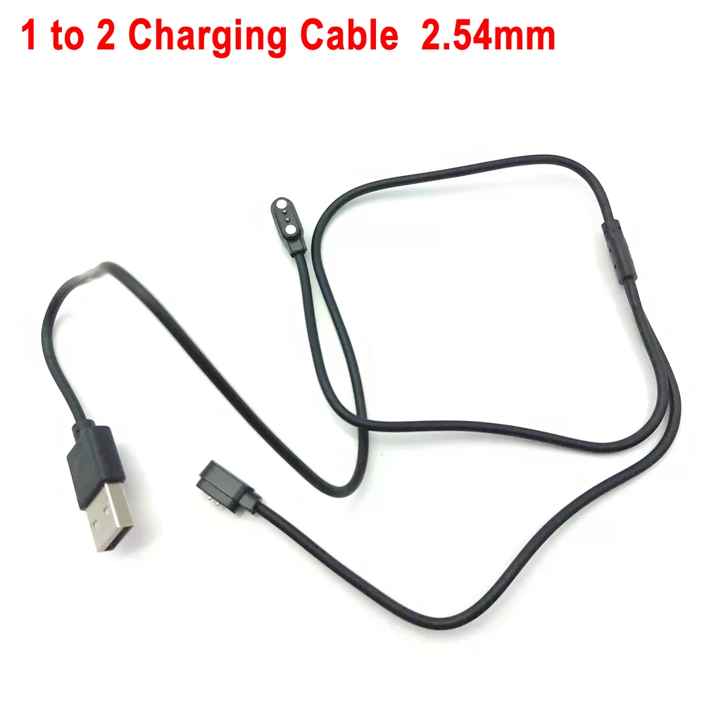 

2pcs USB DC Magnetic Charging Cable 2.54mm usb 1 to 2 pogo pin Magnetic Charger Cable Male for Smart Watch GT88 G3 KW18 Y3 GT68