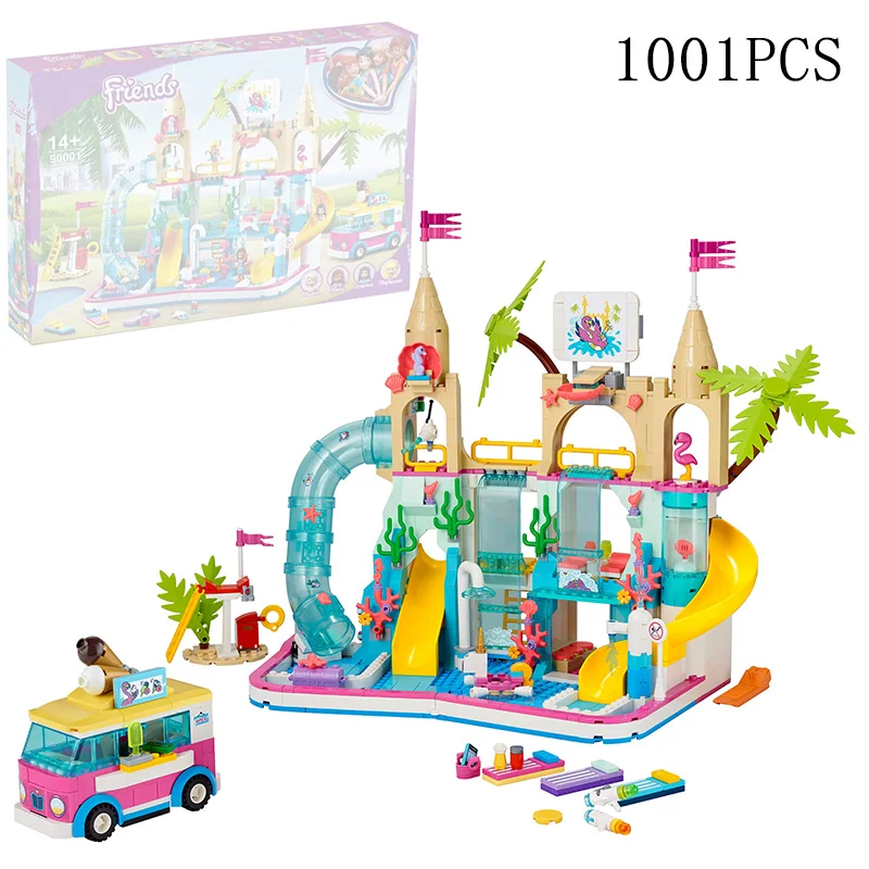 

In Stock Girl Friends Summer Fun Water Park Bricks DIY Creative House Building Blocks Toys For Children Birthday Gifts 41430