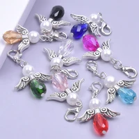 9pcs fairy dancing angel wings antique silver color with lobster clasp pendant charms handmade jewelry diy making accessories