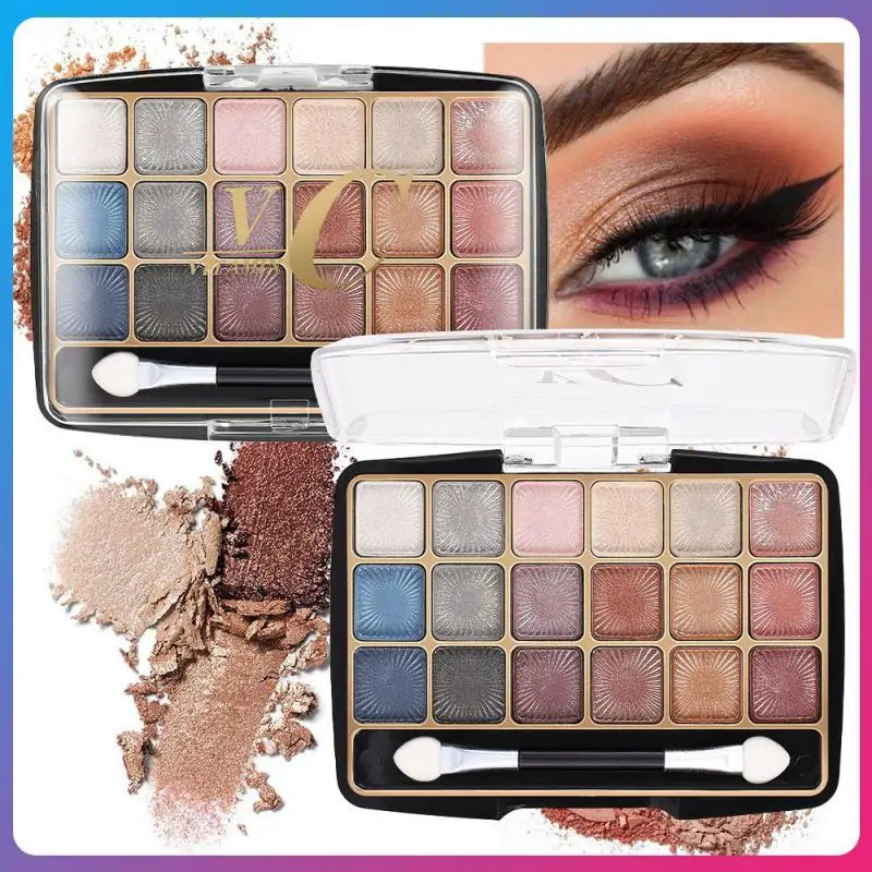 

Тонкие Порошковые тени для век с защитой от загрязнений, простые в использовании тени для век с высокой жемчужной расцветкой, Палетка теней для макияжа глаз, стойкая, 18 цветов, экономичная