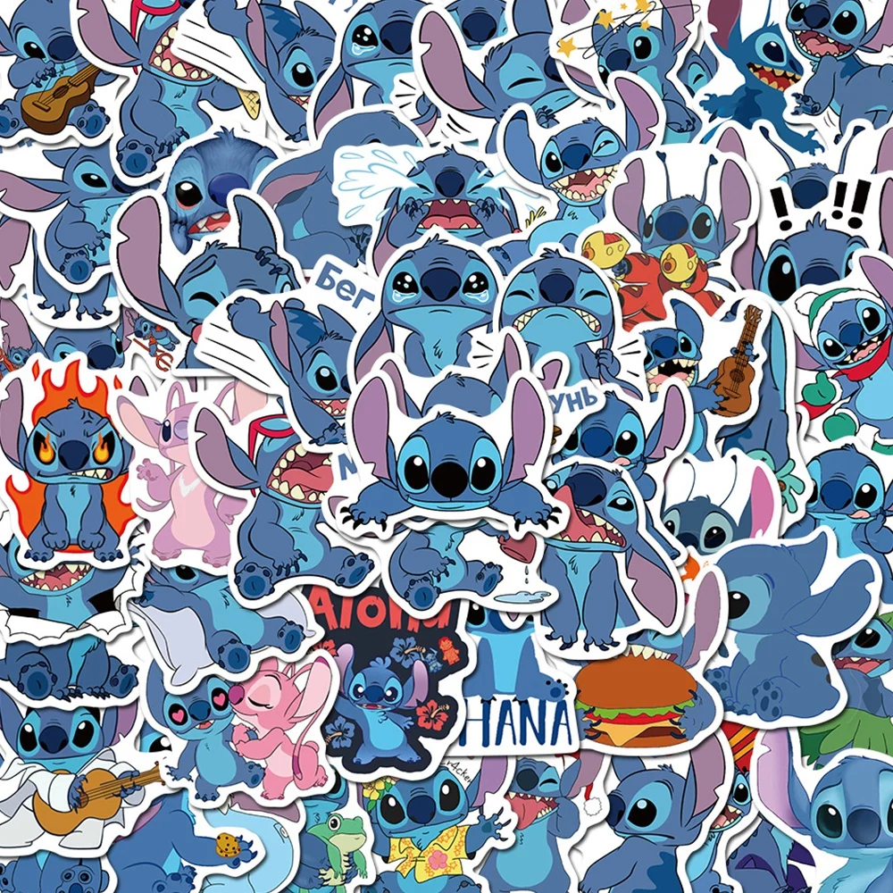 Наклейки Disney Cartoon Movie Frozen Encanto Pooh Bear Princess Cute Toys Decals для девочек на ноутбук Kawaii Sticker (50 штук).