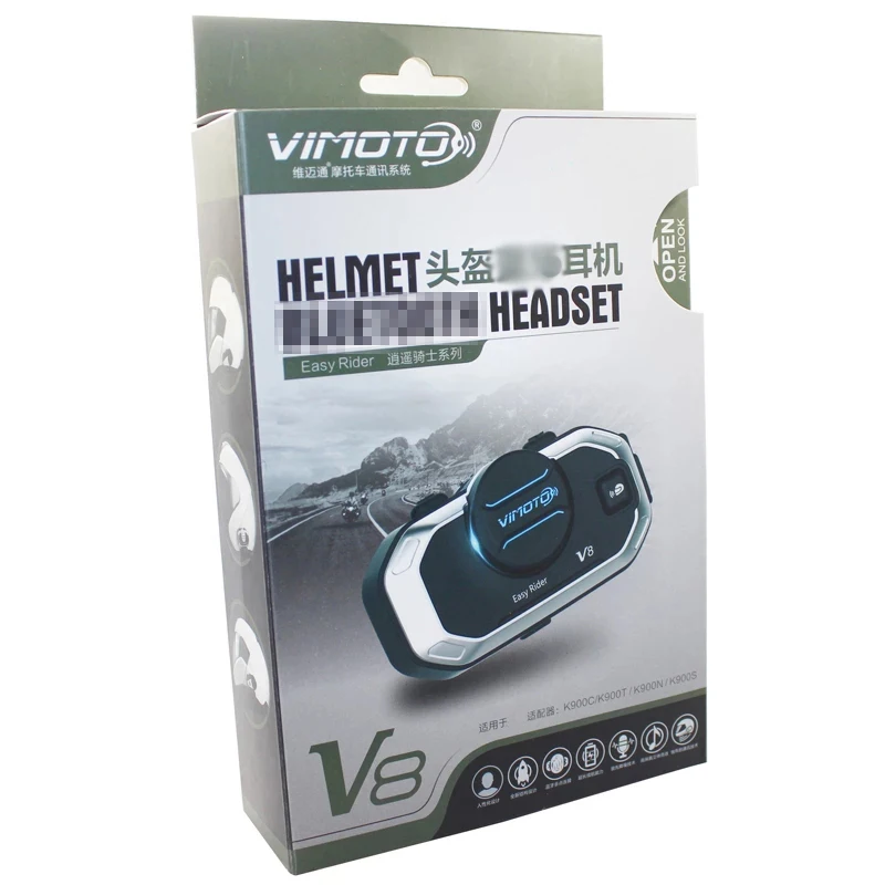 Гарнитура для мотоциклетного шлема Vimoto V8 английской версии Bluetooth-совместимое