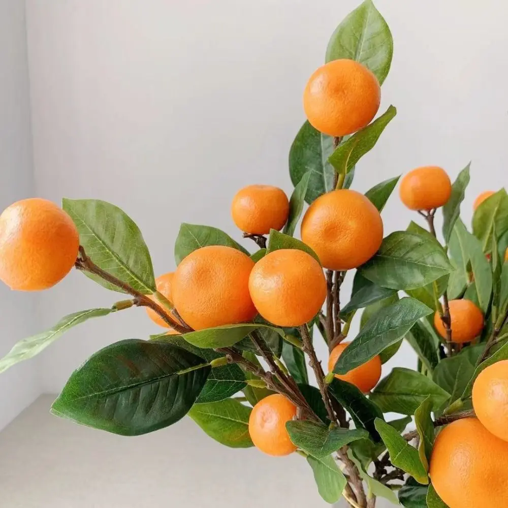 Искусственные фрукты мандарин ветки цветок реквизит имитация Kumquat оранжевые 63 см