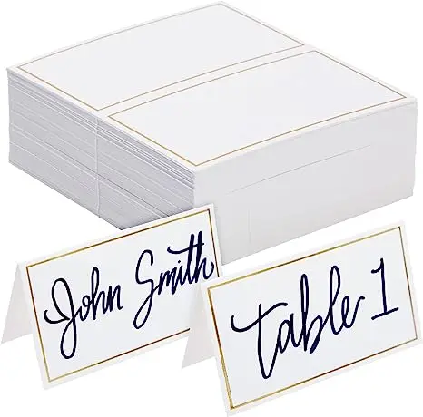 

30/50/100pcs Gold Silver Name Place Cards Double Sided Wedding Seating Number Card Table Decoration Birthday Party Greeting Card