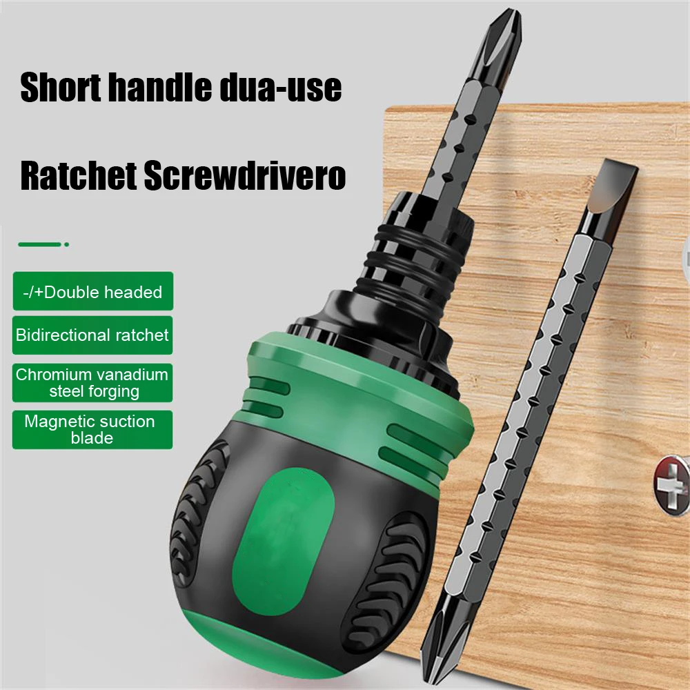 

Portable Ratchet Screwdriver Set Short Handle Cross Groove Drill Telescopic Chrome Vanadium Steel Repair Tool