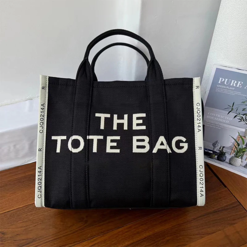 Fashion Canvas Tote Bag Women Luxury Designer Shoulder Bags Zipper Black Ladies Crossbody Bags Large White Shopping Bags Purses