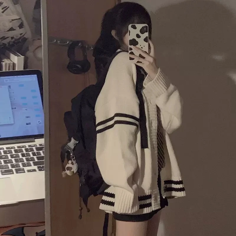 Кардиган модный свитер с длинным рукавом осенне-зимнее вязаное пальто милые топы