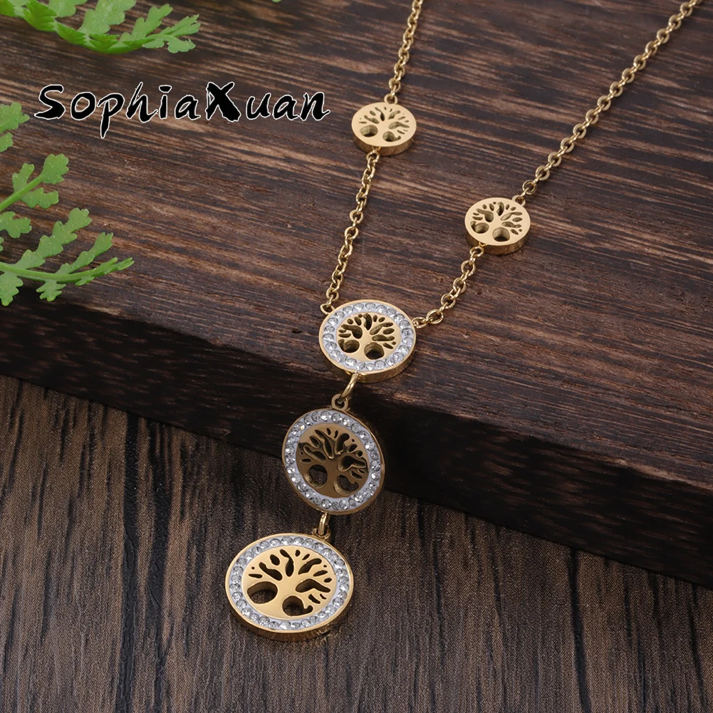 Женское Ожерелье SophiaXuan из нержавеющей стали в богемном стиле, модное круглое женское ожерелье, модный подарок на день рождения, 2023