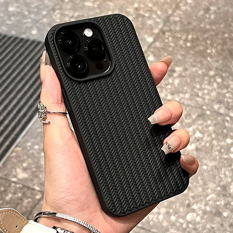 Фото Роскошный чехол для телефона с текстурой вязаного полотна для iPhone 11 12 13 14 15 16 Pro Max Plus X Xs Max XR, мягкий силиконовый чехол-бампер №1