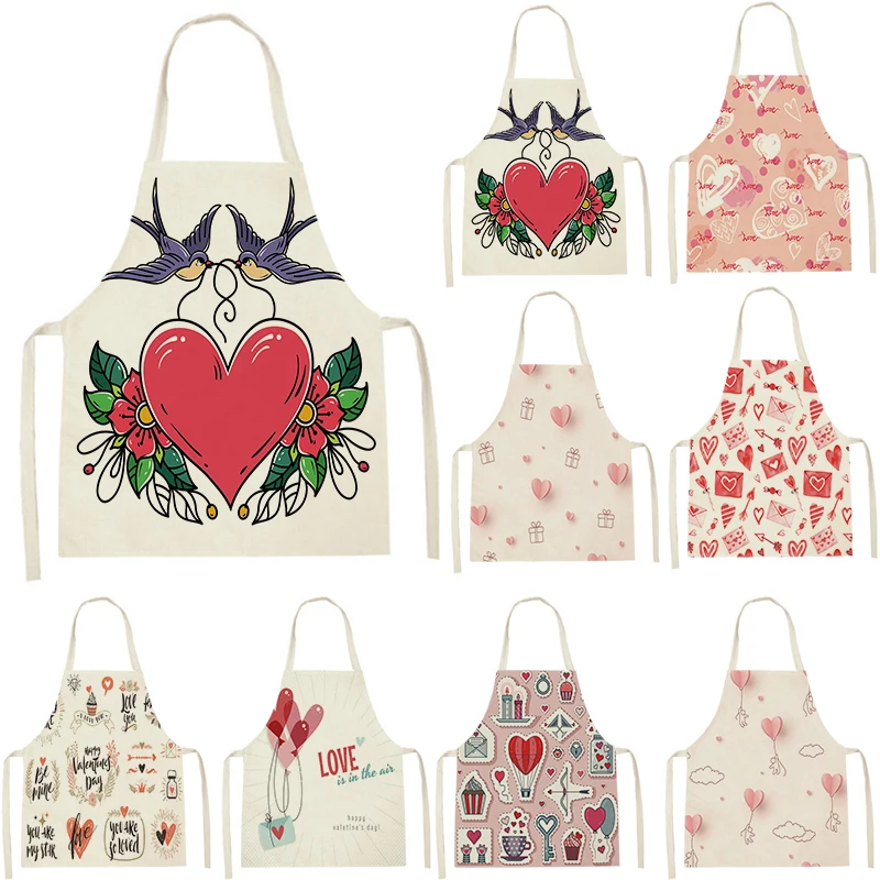 

Фартуки кухонные в форме сердца для женщин, льняные нагрудники, домашняя уборка, домашние водонепроницаемые, для поваров, для приготовления...