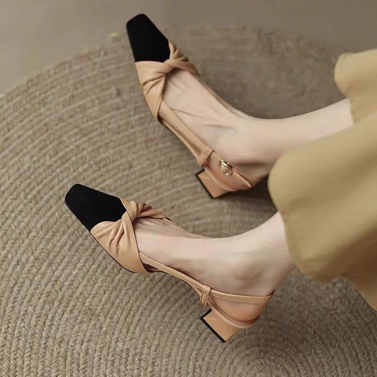 

Женские босоножки в стиле ретро, разноцветные босоножки на высоком каблуке, с ремешком и пряжкой, оригинальные туфли на низком каблуке, новинка весны 2023