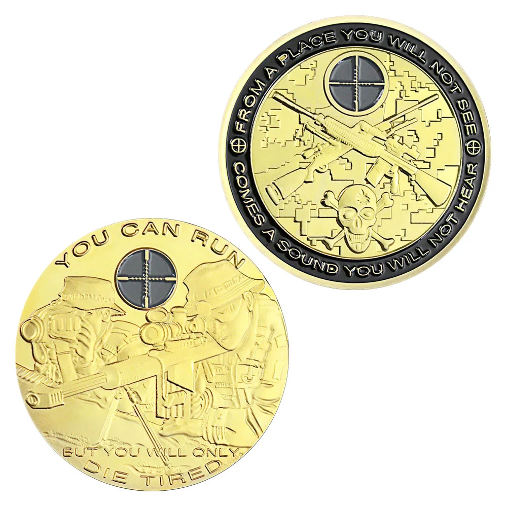 Снайперский сувенир армии США позолоченная монета которую вы можете бежать но