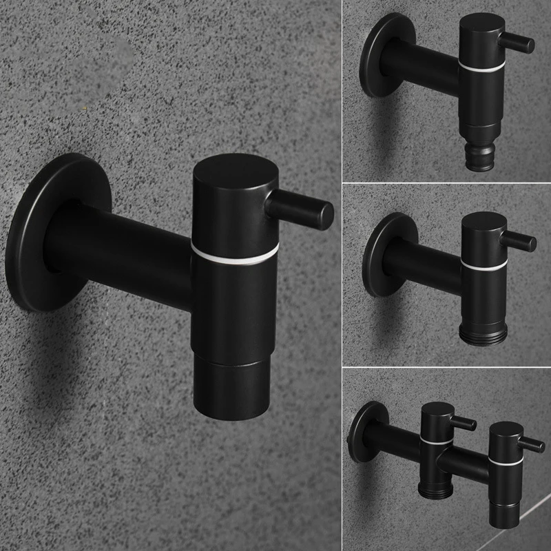 

Copper Core Copper Rod Black Wall Mounted Small Tap Decorative Garden Faucet Mop Sink Washing Machine Faucet