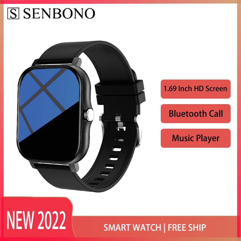 

SENBONO 2022 New HD 240*280 Smart Watch Women Bluetooth Answer Dial Call Sports Music Control Smartwatch Men's for Android IOS