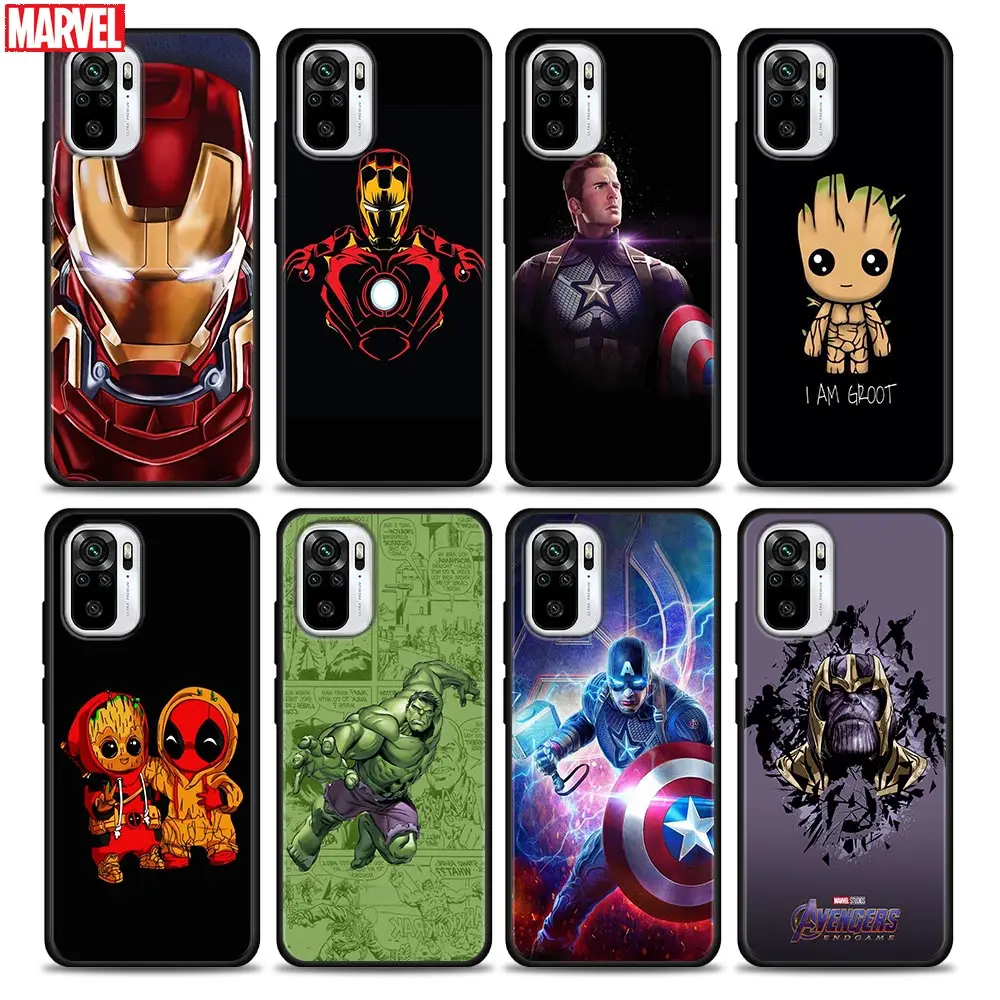 

Phone Case for Redmi Note 10 11 11S 11E 7 8 8T 9 9S 9T Pro Plus 4G 5G Soft Silicone Case Cover Avengers Groot Thanos Spiderman