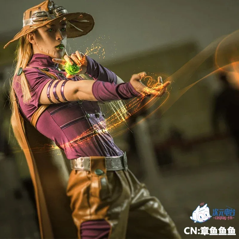 Фото JoJo'S Bizarre Adventure Steel Ball Run Gyro Zeppeli Spin Master Косплей Костюм Полный комплект со шляпой Hallowe NM261 №2