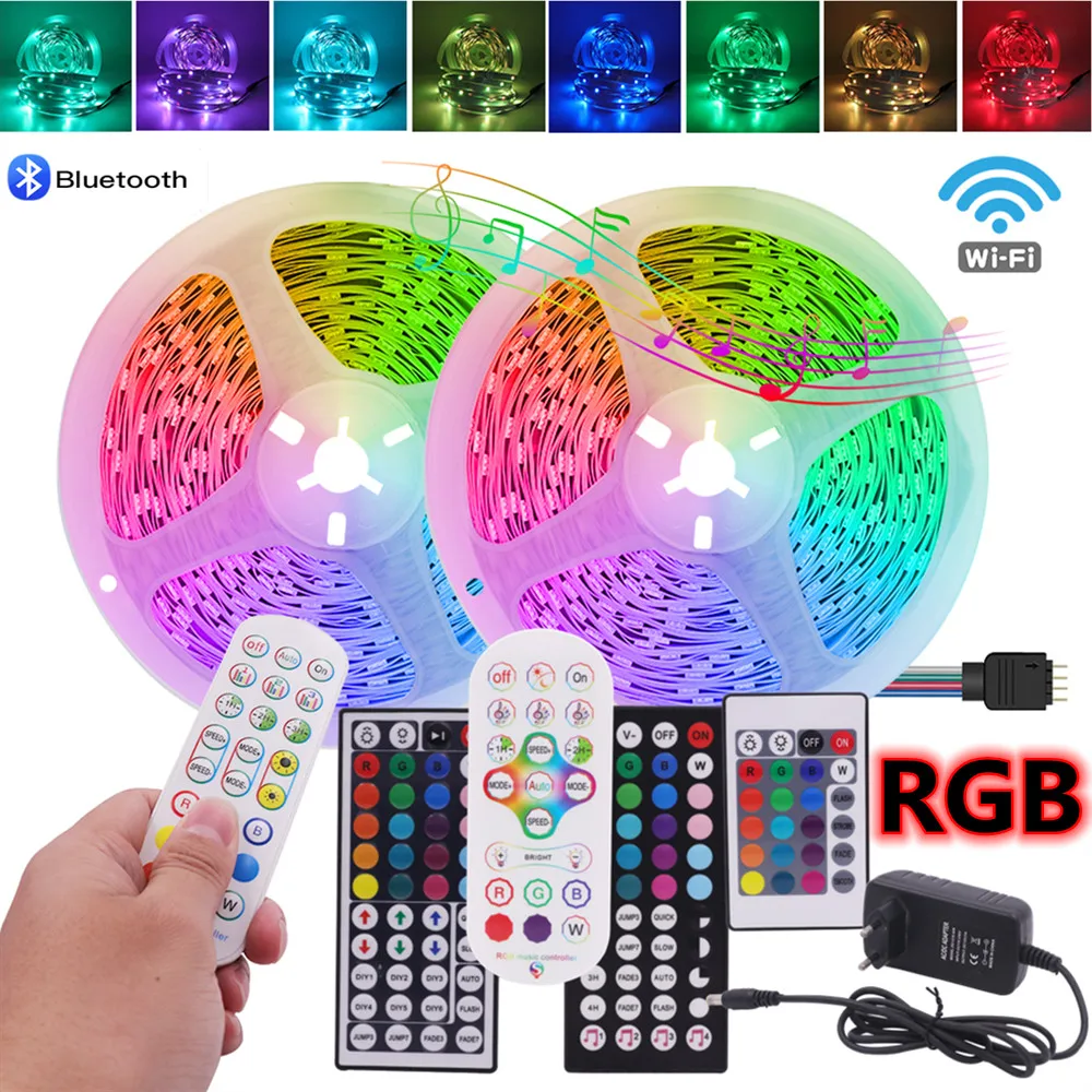 Светодиодная лента с Bluetooth, Wi-Fi, RGB 5050, 5/10/15/20/30/40 м