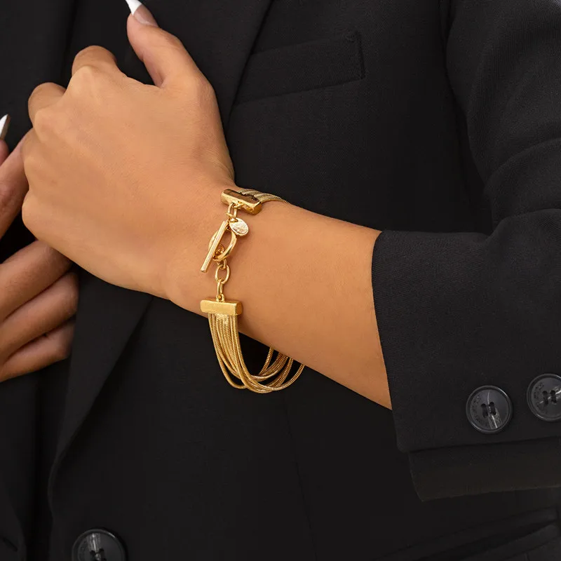 

Modern Jewelry Multi Layer Chain Bracelet 2021 New Trend Hot Selling Silvery Golden Plated Women Bracelet Fashion Accessories