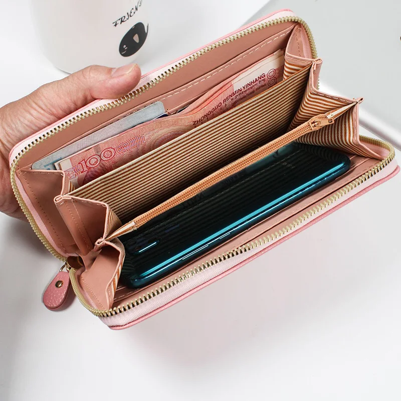 Free Personalization Leather Wallet for Women Fashion Pebble Grain Handbag Multi-Cards Large Capacity Bag Coin Purse Gift Idea