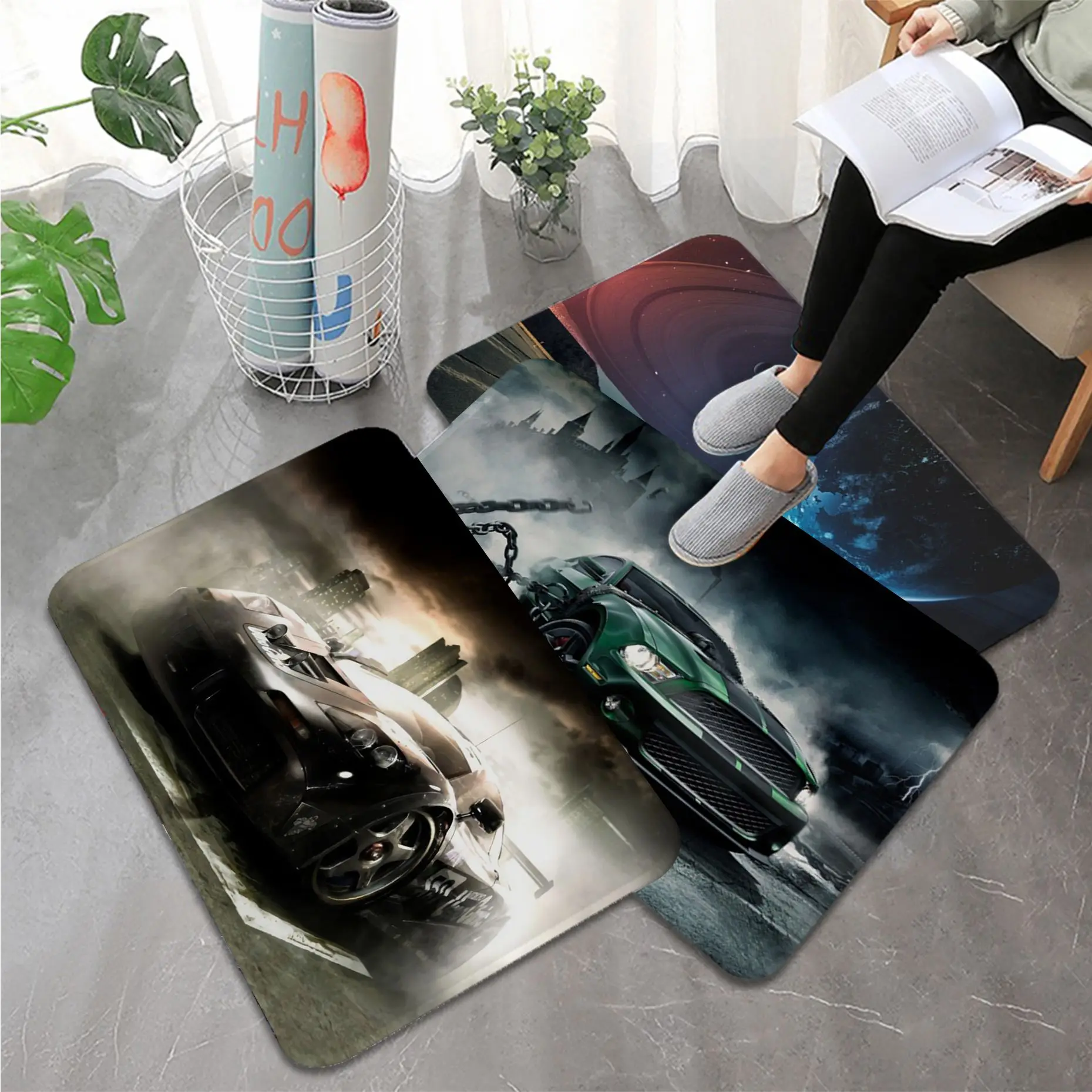

Sports Car Entrance Door Mat Retro Multiple Choice Living Room Kitchen Rug Non-Slip Toilet Rug