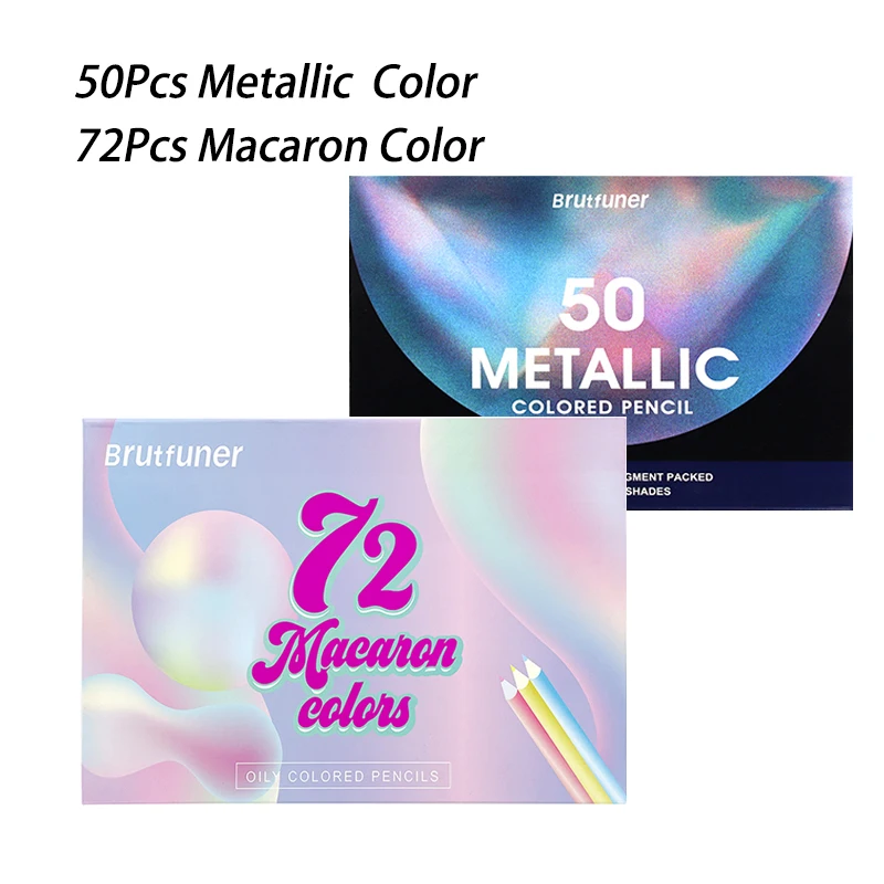 

Macaron Art Supplies Pencils & 72pcs Wood Brutfuner Pencil 50pcs Metallic Pencils Soft Coloring Colored Set Drawing Drawing