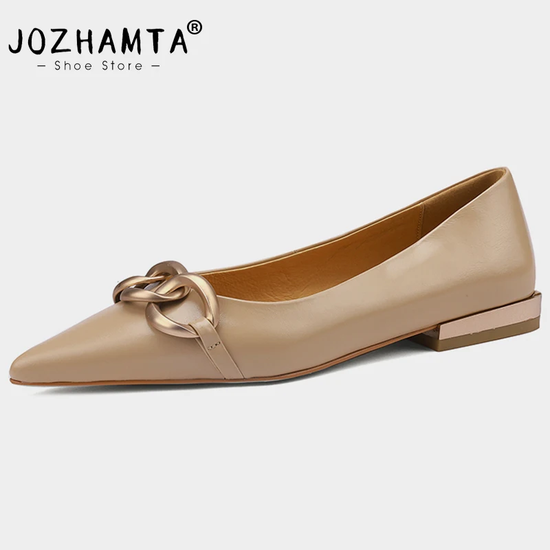 

JOZHAMTA Women Flats Shoes Real Leather For Spring 2023 Fashion Heels Shoes Woman Casual Daily Office Lady Footwear Size 34-39