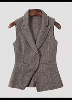 womens vest herringbone elegant ol vest notch lapel invisible dark buckle business vest office formal workwear jacket