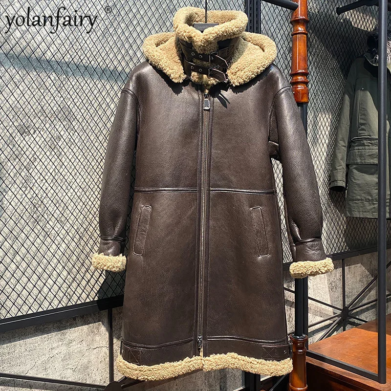 

Мужская зимняя куртка из натуральной кожи, с натуральным мехом овчины