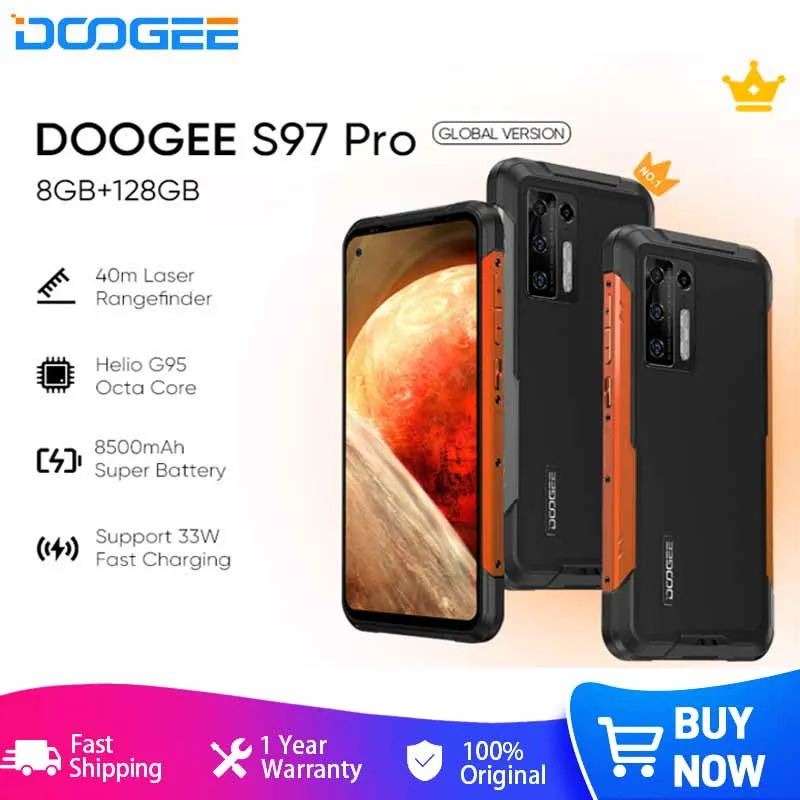 

DOOGEE S97 Pro Rugged Phone Global Version 40m Laser Rangefinder Helio G95 Octa Core 33W Fast Charging 8GB+128GB 8500mAh NFC