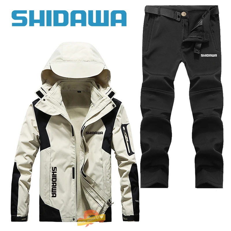 

2023 Winter Men Thick Fleece Warm Fishing Suits Coldproof Detachable Two Piece Set Outdoor Windproof Waterproof Camping Clothing