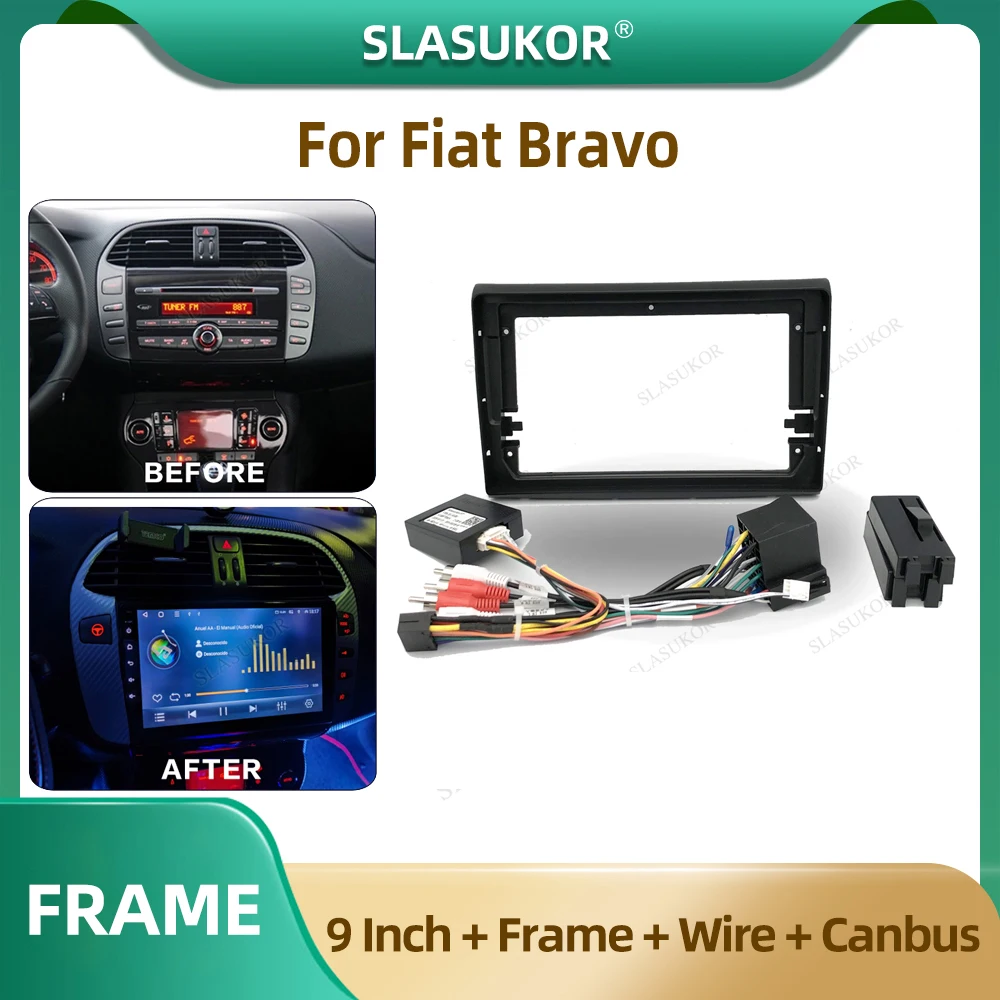 

9 Inch For Fiat Bravo 2007-2012 Car Radio Fascia Car Radio Panel Wire Sleeve Frame Dashboard Original Car Mount Kit