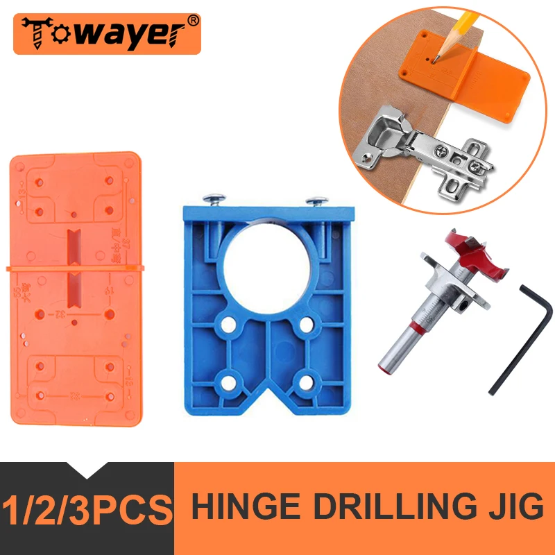 

35mm Hinge Drilling Jig Set For Cabinets Installation Concealed Guide Hinge Opener Hole Drilling Guide Locator Woodworking Tools