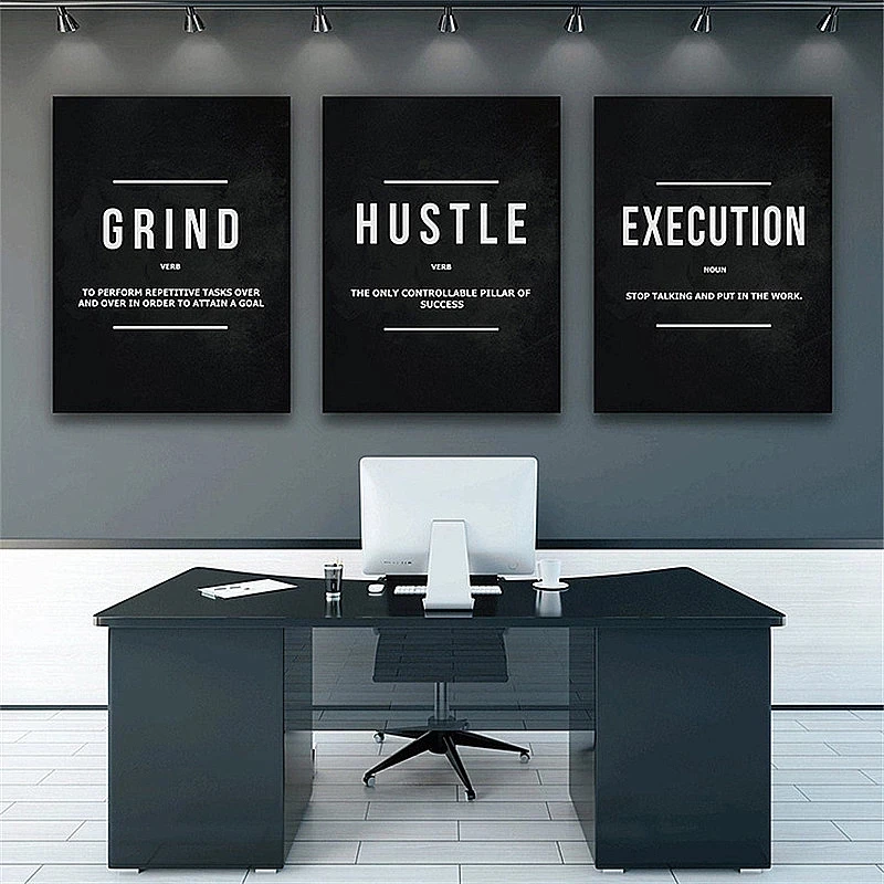 

Wall Art Modular Pictures Grind Hustle Canvas Printed Home Decor Execution Motivational Poster Painting For Living Room No Frame